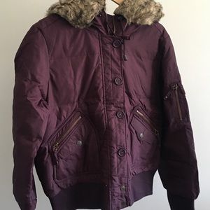 Coat With Faux Fur Trim - Purple | Jacob Clothing